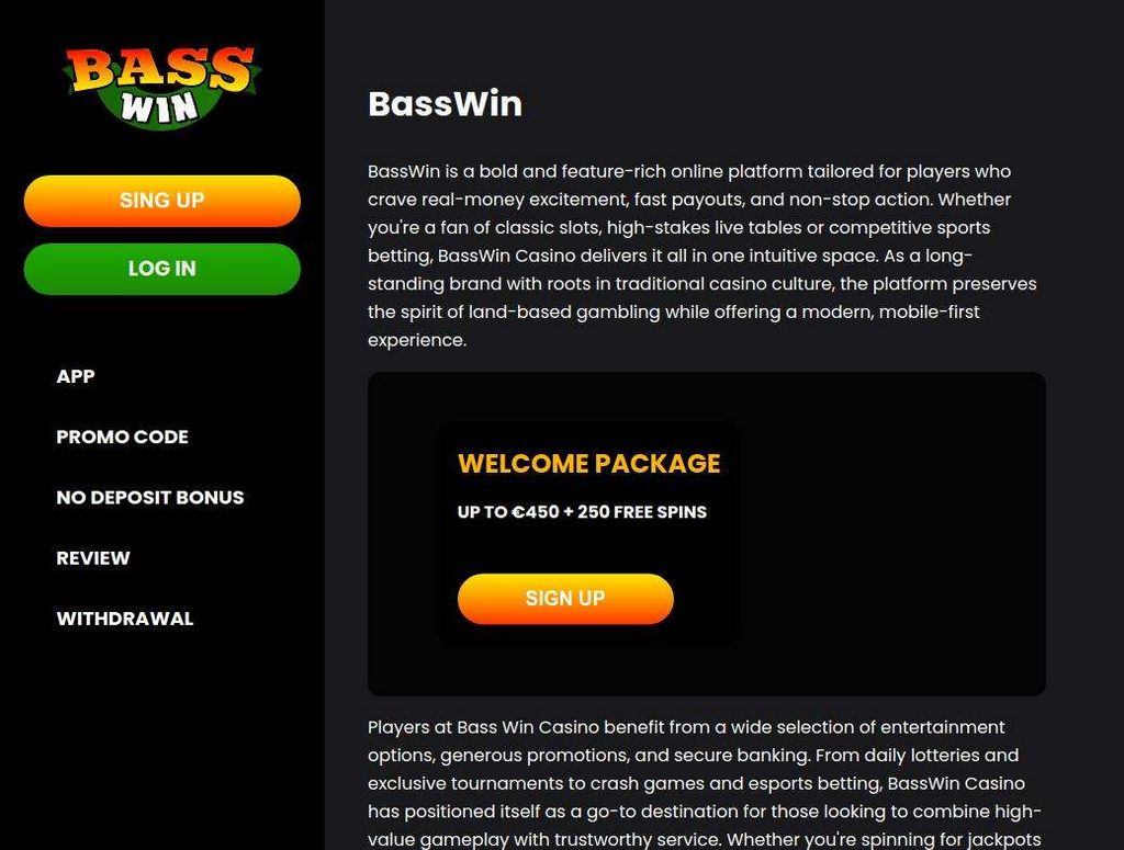 Basswin Casino Application - Download And Install for Android & iOS